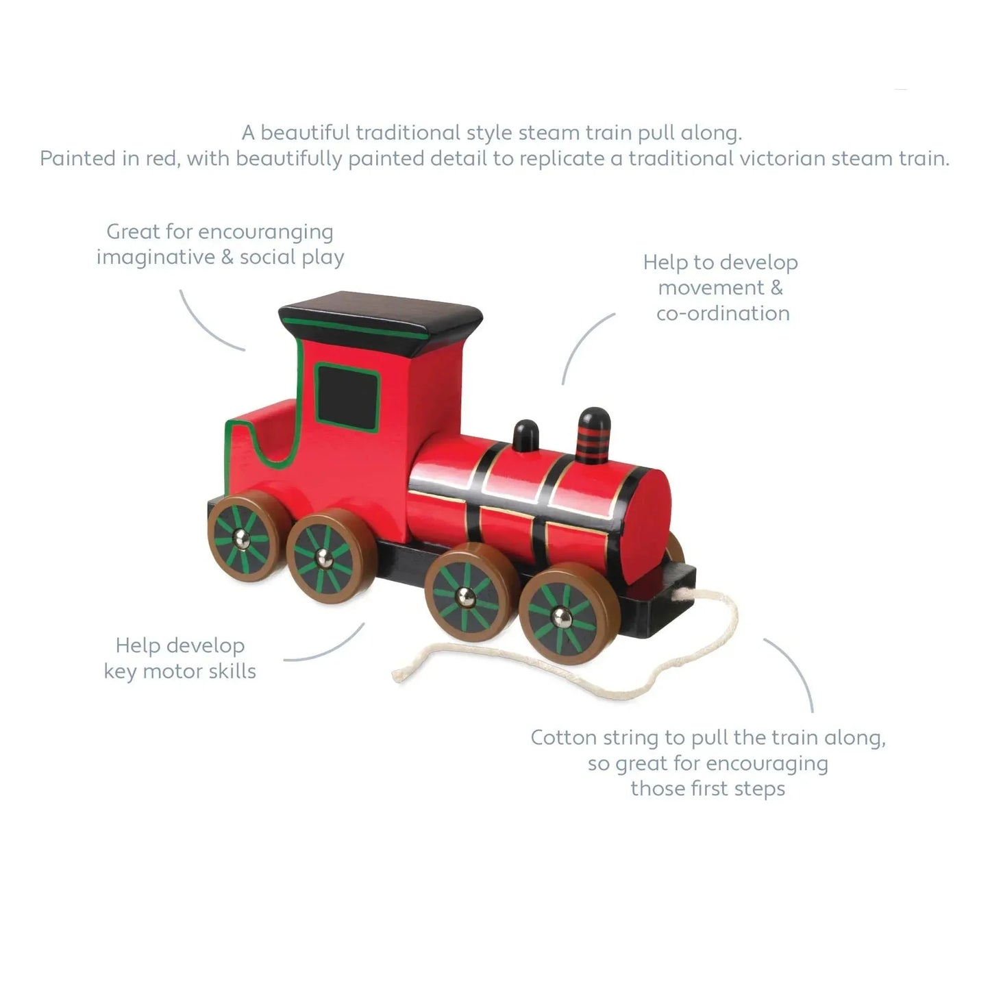 Train à Tirer en Bois – Locomotive Classique